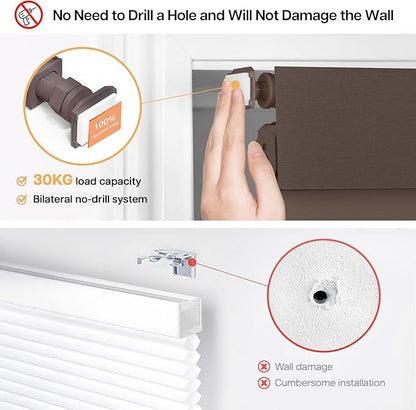 LazBlinds No Drill Blinds for Indoor Windows, Blackout Roller Shades, Cordless Window Blackout Blinds, Thermal Insulated Fabric UV Protection for Home and Office, 27.5" W x 72" H, Dark Coffee
