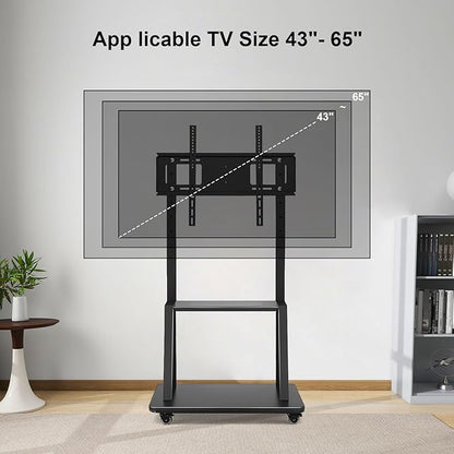 Smart Board Stand with Wheels,Height Adjustable Mobile Rolling Stand for Classroom & Office, Holds up to 300lbs, Whiteboard Portable Cart on Wheels (for 43-65 Inch Smart Board)