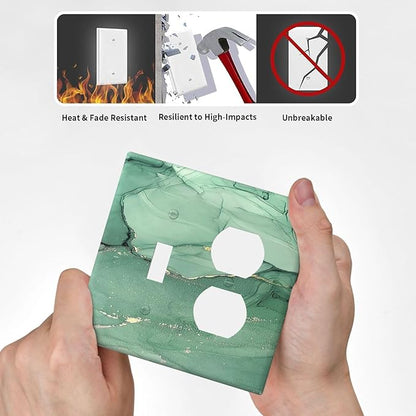 Wallplates Simple Green Marble 1 Toggle 1 Duplex Switch Plate Electrical GFCI Faceplate Decorative Light Switch Covers for living Room Office Decor