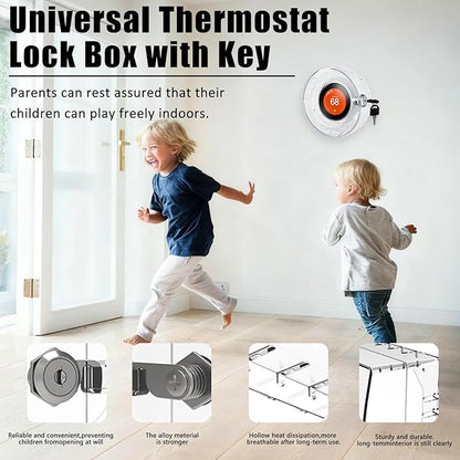 2 PC Round Baby Safety Thermostat Lock Case with Key,Thermostat Cover Universal Lock Case Clear Wall Guard Fits Round Nest Thermostat(3.5x3.5x1.9 in) or Smaller