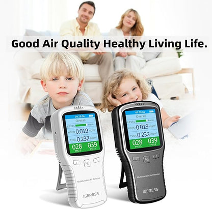 Air Quality Monitor Indoor, 5 in 1 Formaldehyde Detector, voc Meter, Detect Indoor HCHO,TVOC,AQI,PM2.5,PM10. Colorful LCD Screen & USB Charging