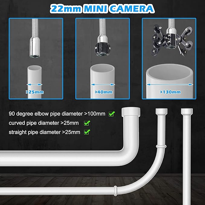 Sanyipace Sewer Camera with Locator 65 FT/20 M, Drain Pipe Inspection Camera with Detector, Waterproof Cámara Probe w/h 512Hz Transmitter, Distance Counter, 9" Color Screen, 16GB TF Card, 5mm Cable