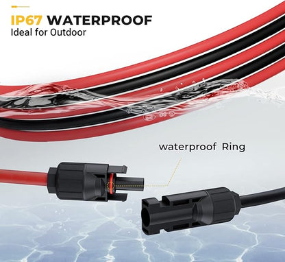 BougeRV 16.5 Feet 12AWG Solar Extension Cable with Female and Male Connector with Extra Pair of Connectors Solar Panel Adaptor Kit Tool (16.5FT Red + 16.5FT Black)
