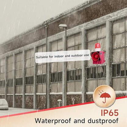 Industrial Siren Alarm 130dB Loud Horn 45watt Adjustable Volume and Tone Outdoor Emergency Strobe Security Alarm System with Plug for Factory, Warehouse, School, Office, Shipyard AC110V-120V
