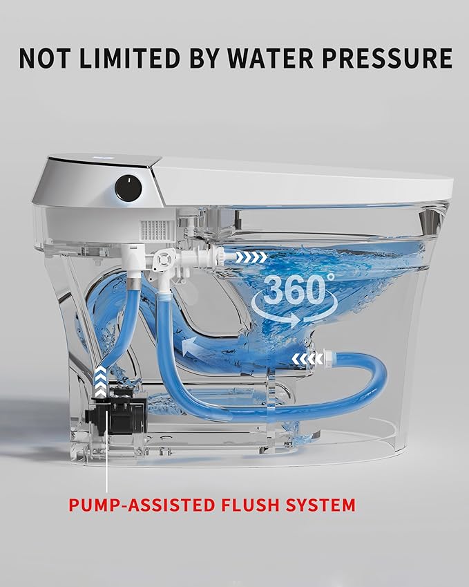 CANEST Smart Toilet, Smart Toilet with Bidet Built in, Pump-assisted Flush, Foot Sensor Operation, Warm Water, Heated Seat, Air Dryer, Digital Display (TC-100GE)