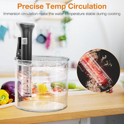Sous Vide Machine 1100W Upgraded WIFI Sous Vide Cooker Ultra-quiet Working Cooker Immersion Circulator with Recipes(App Included), Accurate Temperature, Digital Timer, IPX7 Waterproof
