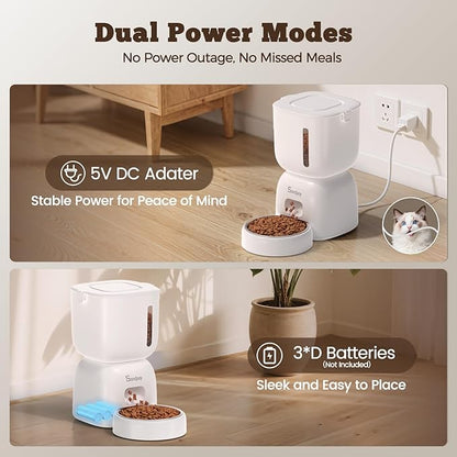 Automatic Cat Feeder and Water Dispenser FW1, 3L Cat Food Dispenser with Locking Lid, Two-in-One Set Timed Dog Feeder for Cats and Puppies, Pet Feeder with Portion Control, 4 Daily Meals