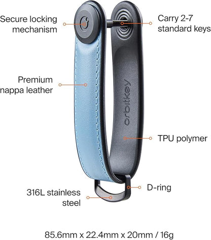Orbitkey Key Organizer Hybrid Leather | Premium Nappa leather & TPU, Stainless Steel Locking Mechanism, Slim & Quiet Profile