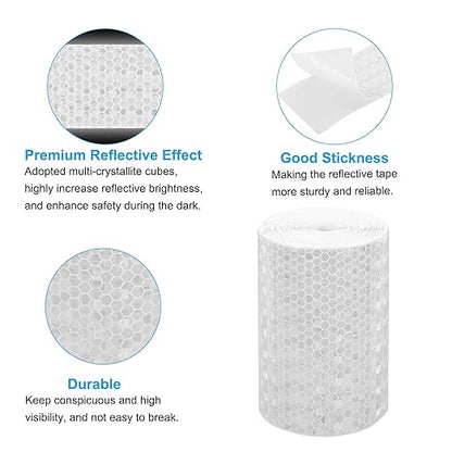 PATIKIL 4 Inch x 33 ft Reflective Tape, 1 Roll Waterproof Self Adhesive High Visibility Caution Warning Safety Tape Reflector with Scraper for Trucks Trailers Cars, White