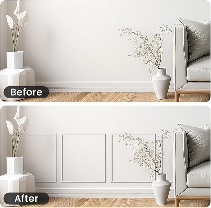Peel and Stick Wainscoting Panels Kit, 3 Sets 16''x20'' Premade Wall Molding Peel and Stick Panels for Interior Wall Trim, Easy DIY Wainscoting Panels Peel and Stick Decor