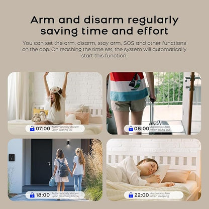 PGST 8 Pieces Smart Home Alarm System,Wireless Door Alarm Sensors,Motion Detector,Remote,4G SMS/Call/Tuya App Real-Time Alerts,Compatible with Alexa/Google for House,Villa,Apartment,Kids Safety