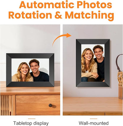 KPCB Tech Magnetic Picture Frames for Refrigerator, 10.1 inch Digital Photo Frames Smart WiFi & App Control, Electronic Picture Frame with 1280x800 HD Touch Screen for Parents, Grandparents, Friends