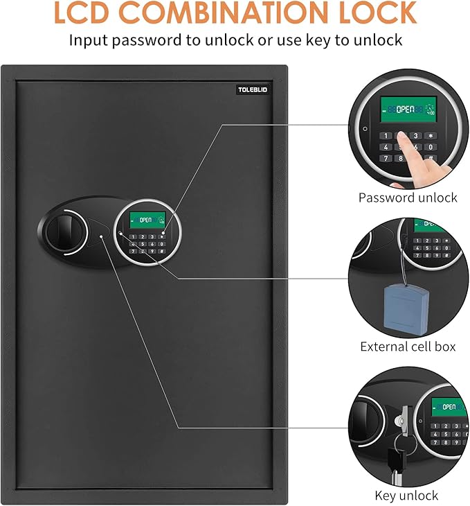 160 Position Large Key Box Wall Mount, Key Lock Box with Programmable Keypad, Spare Keys and Key Tags, All Steel Key Cabinet for Offices Cars Hotels Dorms
