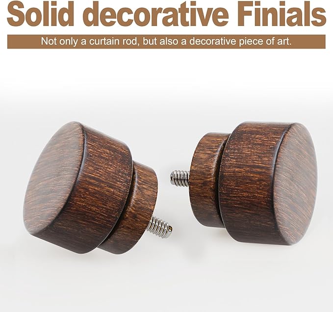 Antique Redwood Grain Curtain Rods for Windows 48 to 84 Inches 1" Diameter Boho Decorative Heavy Duty Window Curtain Rod Adjustable with Solid Finials for Living Room Bedroom Kitchen Farmhouse Outdoor