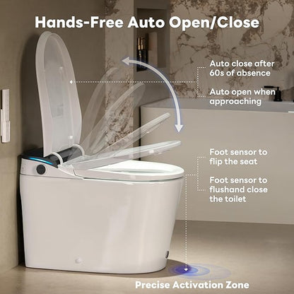 CANEST Smart Toilet with Bidet Built in, Foam Dispenser, 1000g MaP Flushing, Full-Area Seat Sensor, Auto Temperature Control Heated Seat, Auto Open/Close, Foot Sensor, Deodorization, Remote(FC-002SE)