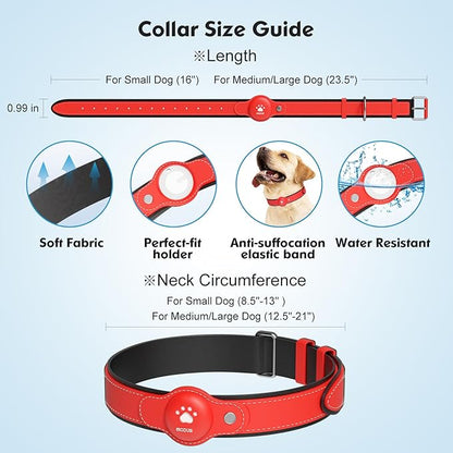GPS Tracker for Dogs, 2 in 1 Pet Tracking Smart Collar (Only iOS), No Monthly Fee GPS Tracker Dog Collar, Real-time Location Comfortable PU Tracker Tag for Small, Medium Large Dogs(Locator Included)
