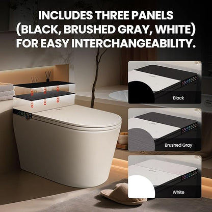 Smart Toilet with Automatic Opening Lid, Microwave & Foot Sensor, Bidet Wash & Air Dryer, Self-Cleaning Nozzle, LED Display, Quiet Dual Pump