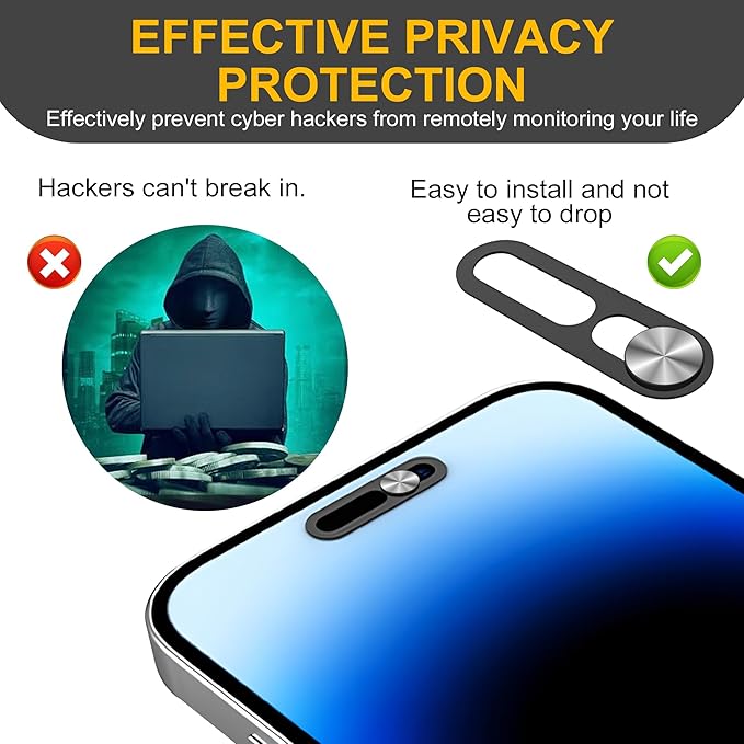 3 Pack Privacy Cover Compatible for iPhone 16 Pro/iPhone 16 Pro Max with 2 Front Camera Privacy Cover, Anti-Spy Camera Cover, Easy-Adhesive Design, Safeguard on iPhone 16 Pro/16 Pro Max. Black