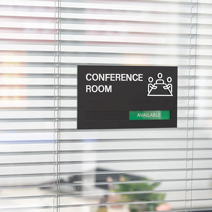 Office Conference Room Door Signs, Meeting in Progress Door Sign, In Use Available Slider Indicator - Occupied or Vacant Status, 8.8" x 4.9"