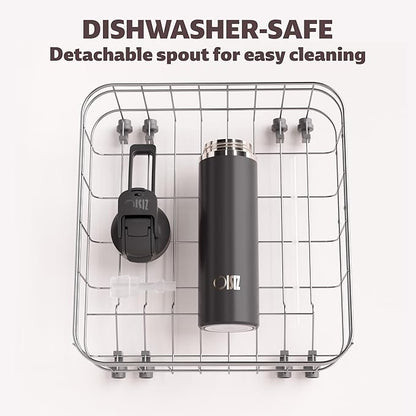 OISIZ Insulated Water Bottle 24 oz with 2 in 1 Spout and Straw Lid,One Click Safety Lock,100% Leakproof,Keep Cold 24H,Vacuum Stainless Steel Water Bottle for School,Travel and Sports,Dishwasher Safe