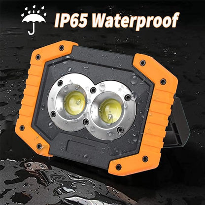 OTYTY LED Work Light 2-Pack, 30W 1500LM Portable Rechargeable Flood Lights with Magnetic Base, 4200mAh Battery for Outdoor, Camping, Hiking, Emergency, Car Repairing, Job Site Lighting (W839 Yellow)