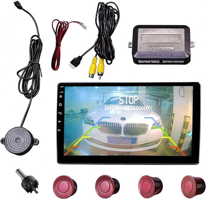 LCD Parking Sensor Kit - Displays Data on Original Screen, Easy Rear Installation, Compatible with All Camera Formats (AHD, CVBS), 18 Probe Colors to Match Any Vehicle