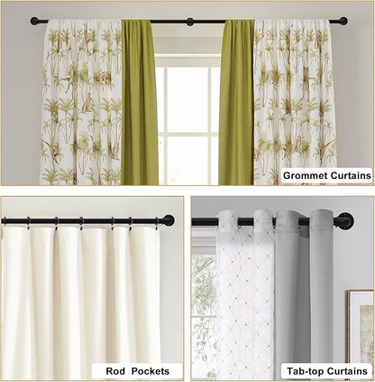 Black Curtain Rods 18 to 88 Inch, Industrial Curtain Rods,Adjustable Length,1 in Diameter Pipe,Wall or Ceiling Mounted,for Bedroom and Living Room(Black 18” to 88”)