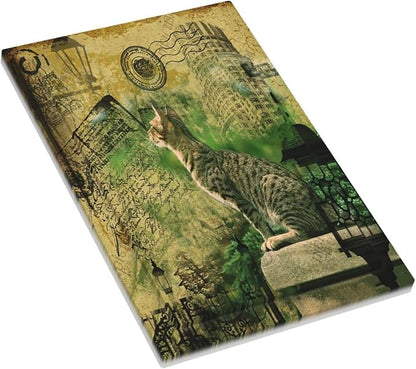 Light Switch Cover Plate Vintage Style Cat City Stamp 1 Gang No Device Blank Wall Plate Electrical Outlet Cover Decorative Switch Plate Covers for Bedroom Home Decor