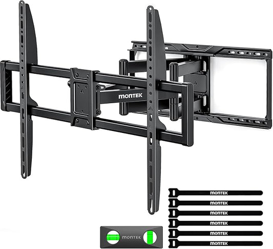 monTEK Heavy-Duty Full Motion TV Wall Mount Bracket for 50–100″ TVs up to 200 lbs – 4X Load Tested, Dual Arm Extension to 25.1″, Tool-Free Tilt/Swivel/Level, Max VESA 900×600, Fits 12/16/18/24" Studs