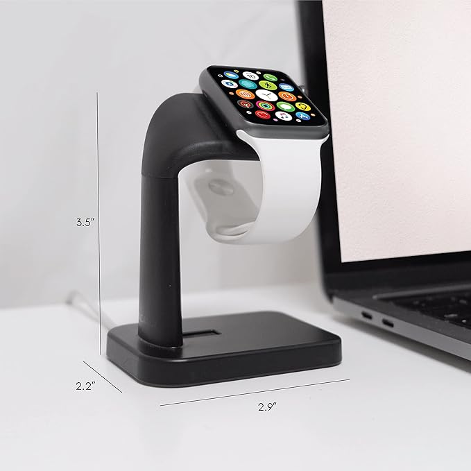 Macally Apple Watch Charger Stand for Series Ultra, 10, 9, 8, 7, 6, 5, 4, 3, 2, 1, SE (44mm, 42mm, 40mm, 38mm) - iWatch AppleWatch Stand Dock - Apple Watches Charging Station - Black