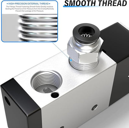 TAILONZ PNEUMATIC 1/8"NPT Solenoid Valve 3V110-06 DC12V Single Coil Pilot-Operated Electric 2 Position 3 Way Connection Type (Outlet wire)