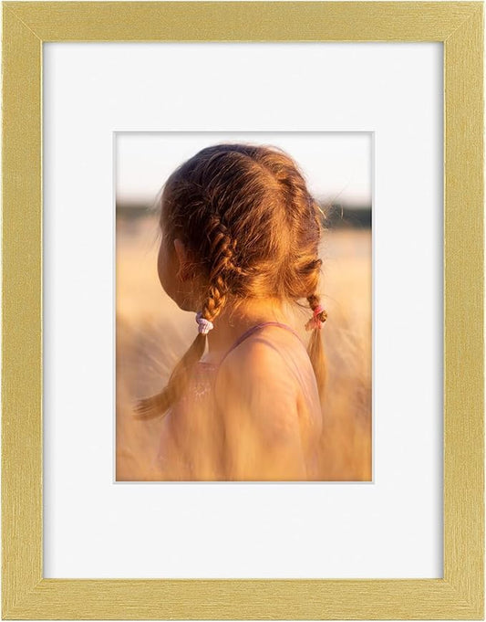 Golden State Art, 9x12 Picture Frame with Mat for 6x8 - High Definition Glass Wall Mounting Horizontal Vertical Display (Gold, 1 Pack)