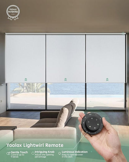 Yoolax Smart Coupled Roller Shades Compatible with Alexa Google, Motorized Blinds with Remote Blackout Coupled Roller Shades for X-Large Windows, Custom Size (XL Coupled-White)