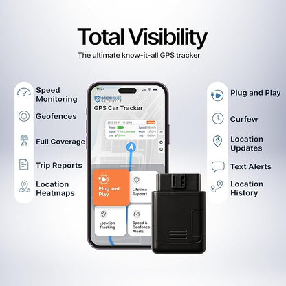 Brickhouse Security GPS Tracker for Vehicles- TrackPort OBD II Tracking Device- Tracker for Car Location and Speed- Mini OBD GPS Tracker for Vehicles- GPS Trackers- Subscription Required