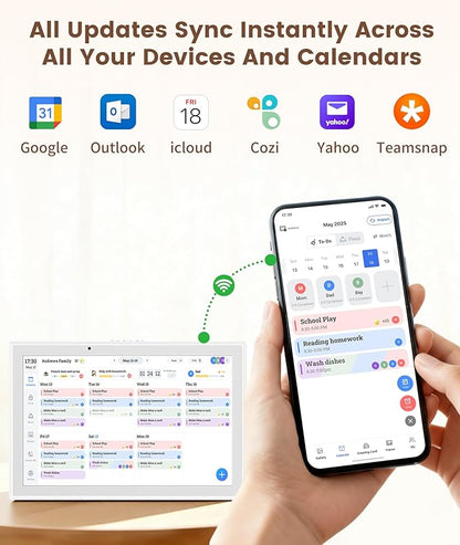 Ringco 10.1" Digital Calendar & Smart Touchscreen Planner, Electronic Calender with Chore Chart for Family Schedules & Meal Planning, Wall Mountable Digital Photo Frame, Christmas Gift Giving (White)