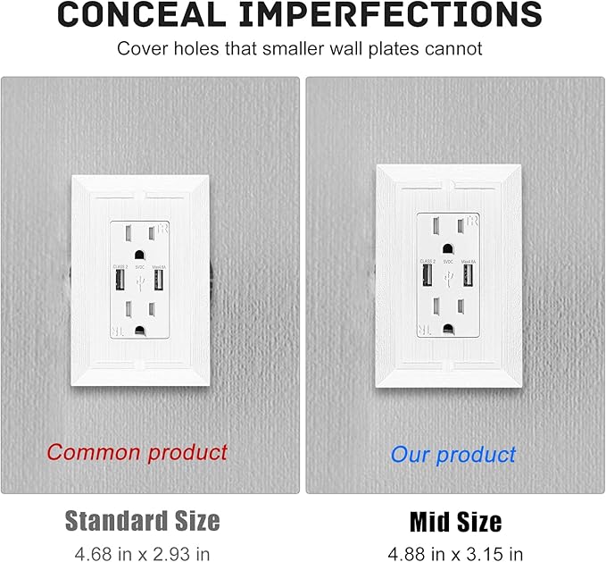 Modern Decorative Wall Plate Retro Wood Grain design Switch Cover Outlet Cover for Light Switch, Smart Switch, Dimmer, GFCI, USB Outlet (10 Pack, Single Decorator)