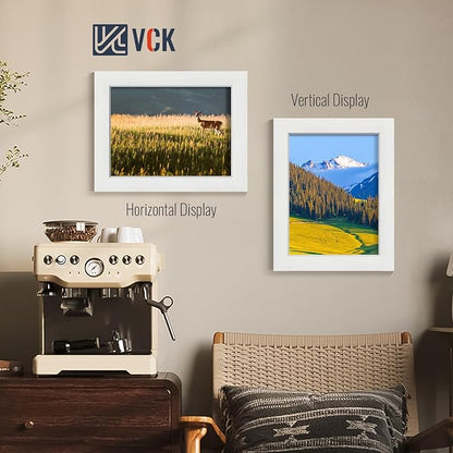 VCK 8.5x11 Picture Frames white Set of 6, Wide Border Wood Multi Certificate 8.5 x 11 Frame, Family Photos, Office Prints, Studio/Gallery Artwork, Woodgrain Series, Tabletop & Wall Hanging