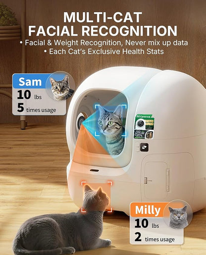 PETKIT 2025 Purobot Max Pro 2 AI-Camera Self Cleaning Cat Litter Box, Extra Large Opening 210° Wide Angle Lens Cat Facial Recognition Automatic Litter Box with 5G WiFi App Control Odor-Free