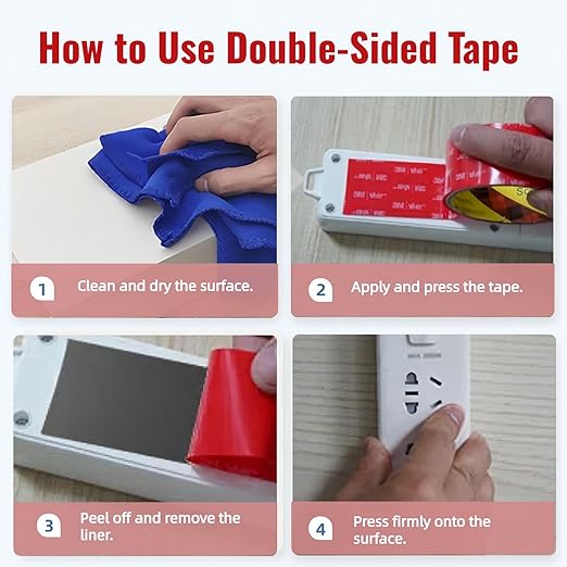 Double Sided Tape Heavy Duty, Adhesive Mounting Tape 1/4 in x 15.5 ft, Waterproof and Temperature Resistant Adhesive Strip Tape for Indoor, Outdoor, Automotive Trim, Home Decor