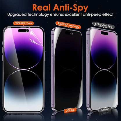 [2+2] for iPhone 15 Pro Max Privacy Screen Protector (NOT Glass) with Tempered Glass Camera Lens Protector, Anti-Spy Non-breakable Soft TPU Hydrogel Film Screen Protector for iPhone 15 Pro Max