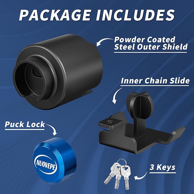 Trailer Lock Fits 2 5/16 Inch Couplers, Secures Safety Chains Anti-Theft Ball Hitch Lock, Pry-Resistant & Heavy-Duty Trailer Hitch Locks for RV | Cargo | Camper | Dump Trailer (Blue)