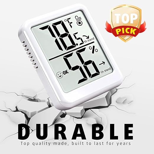 4-Pack Room Thermometer Indoor Hygrometer, Small Digital Temperature and Humidity Monitor Sensor, Temperature Humidity Gauge Meter for Home Baby Room, Plants, Pets - AAA Battery Included