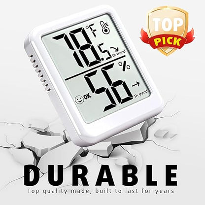 4-Pack Room Thermometer Indoor Hygrometer, Small Digital Temperature and Humidity Monitor Sensor, Temperature Humidity Gauge Meter for Home Baby Room, Plants, Pets - AAA Battery Included