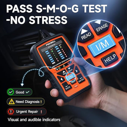 Upgraded of NT301, 2-in-1 FOXWELL NT301 Plus OBD2 Scanner Battery Tester, Professional Check Engine Code Reader Car Diagnostic Tool, 12V Cranking Charging Analyzer for 1996+ Newer Vehicle