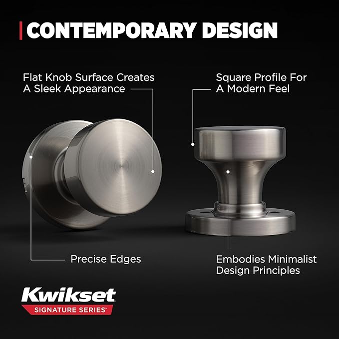 Kwikset Pismo Interior Round Passage Door Knob, Handle for Closet and Hallway Doors, Non-Locking Doorknob, Gunmetal