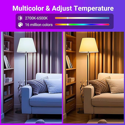 TJOY Smart Light Bulbs, Bluetooth WiFi Led Bulb Compatible with Alexa &Google Assistant, RGB Color Changing Alexa Bulb, 9W(60W Equivalent), A19 E26 800LM, 2.4Ghz WiFi only,2 Pack