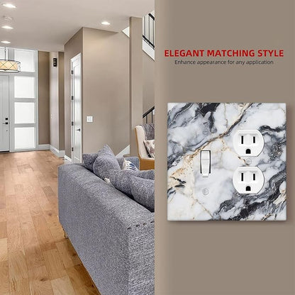 Outlet Covers Black Gold Marble Abstract Modern Luxury 1 Toggle 1 Duplex Switch Plate Covers Electrical Light Switch Cover Plate Decorative Wall Plate Socket Cover for Bedroom Home Decor