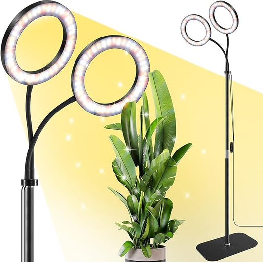 Dual Head Grow Light for Indoor Plants Full Spectrum Plant Light with 16.5"-68" for Growing Large Tall Plants Equipment with 3/9/12-hour Automatic Timers 3 Light Modes 10 Dimmable Levels