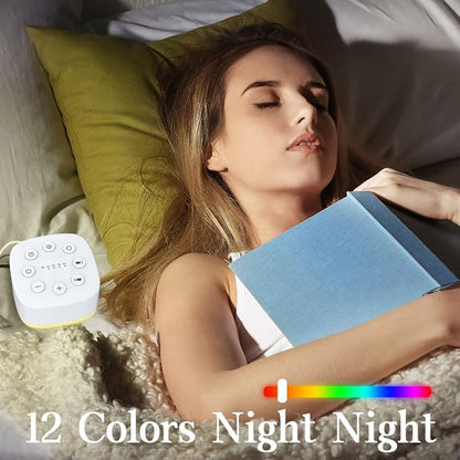Meditation White Noise Sound Machine 30 Soothing Sounds with 32 Volume Control 12 Night Light 5 Timers Portable Sleep Machine for Travel Powered by AC or USB Sleep Therapy for Baby Kids Adults (White)