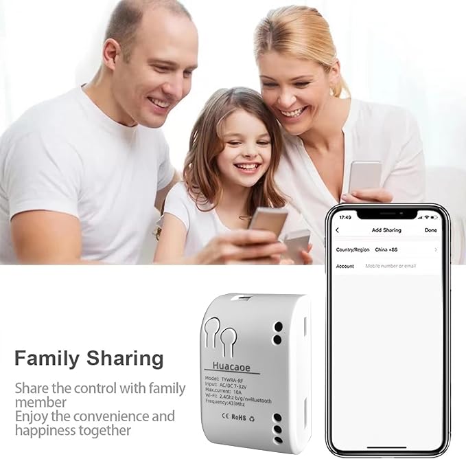 1 Channel Smart WiFi Dry Contact Relay Module | USB 5V/DC 7-32V | Momentary/Inching Self-Locking Relay | Tuya App/Alexa/Google Home Remote Control | White